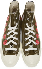 COMME des GARÇONS PLAY Khaki Converse Edition Multiple Hearts Chuck 70 High Sneakers