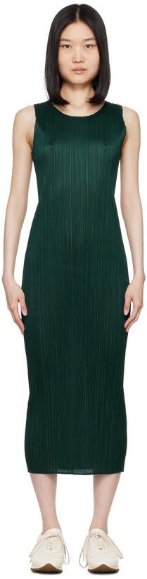 Photo: PLEATS PLEASE ISSEY MIYAKE Green New Colorful Basics 3 Midi Dress