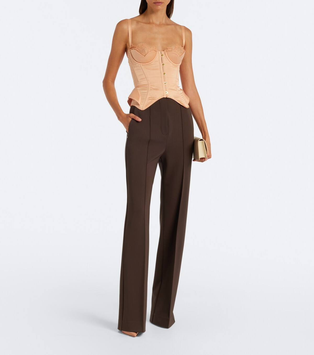 Maria Lucia Hohan Larya lace-trimmed silk-blend corset
