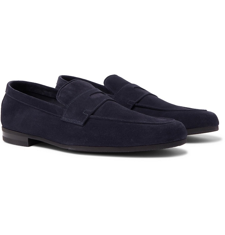 Photo: John Lobb - Thorne Suede Penny Loafers - Blue