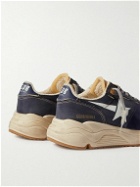 Golden Goose - Running Sole Distressed Suede-Trimmed Nylon Sneakers - Blue