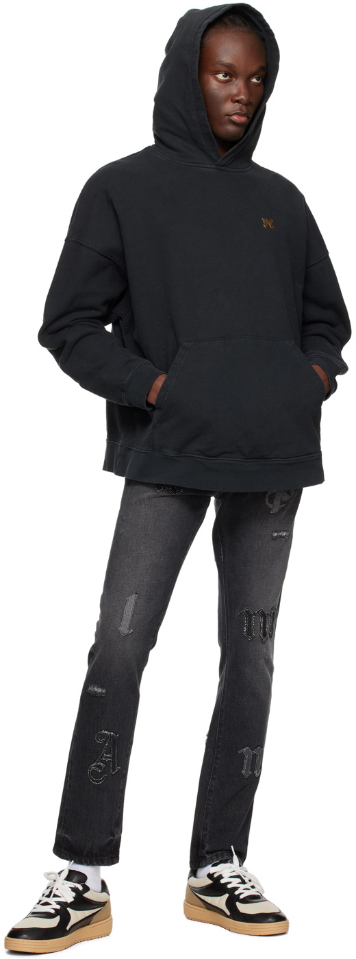 パーカー・フーディ Palm Angels \"BURNING MONOGRAM\" PRINT SWEATSHIRT Palm Angels Black Burning Monogram Hoodie Palm Angels