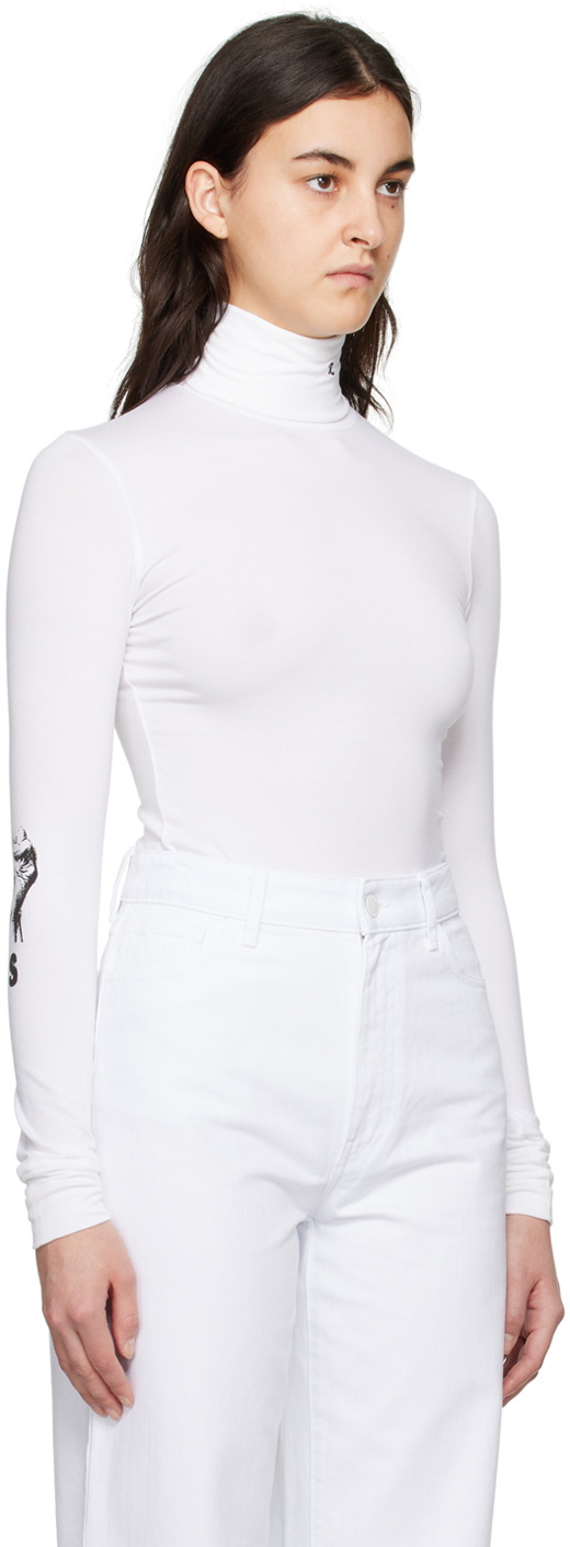 Raf Simons White Hand Sign Turtleneck