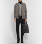 TOM FORD - Slim-Fit Checked Brushed-Cotton Shirt - Black