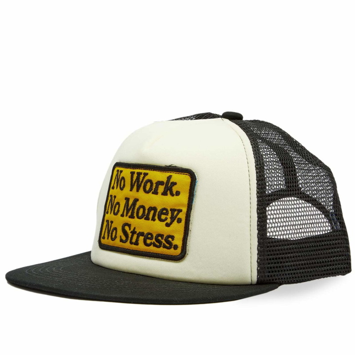 Photo: MARKET Men's No Stress Trucker Cap in Black/Cream