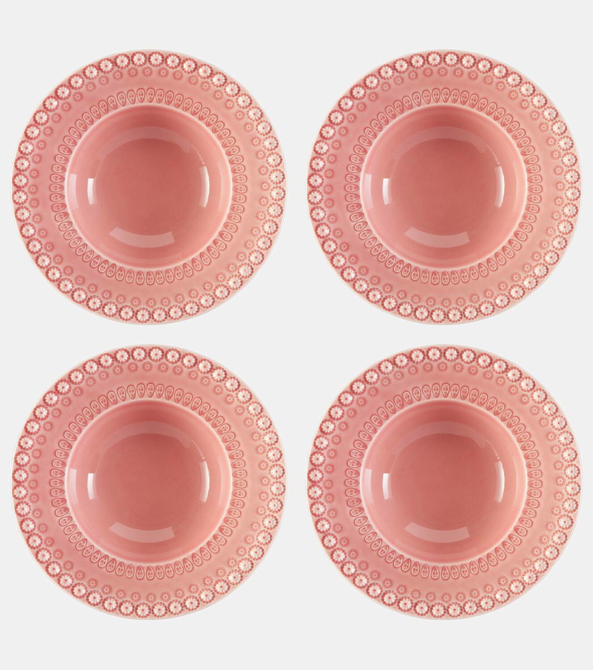 Bordallo Pinheiro Fantasia set of 4 ceramic soup plates