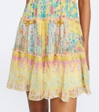 Camilla Floral embellished tiered silk minidress