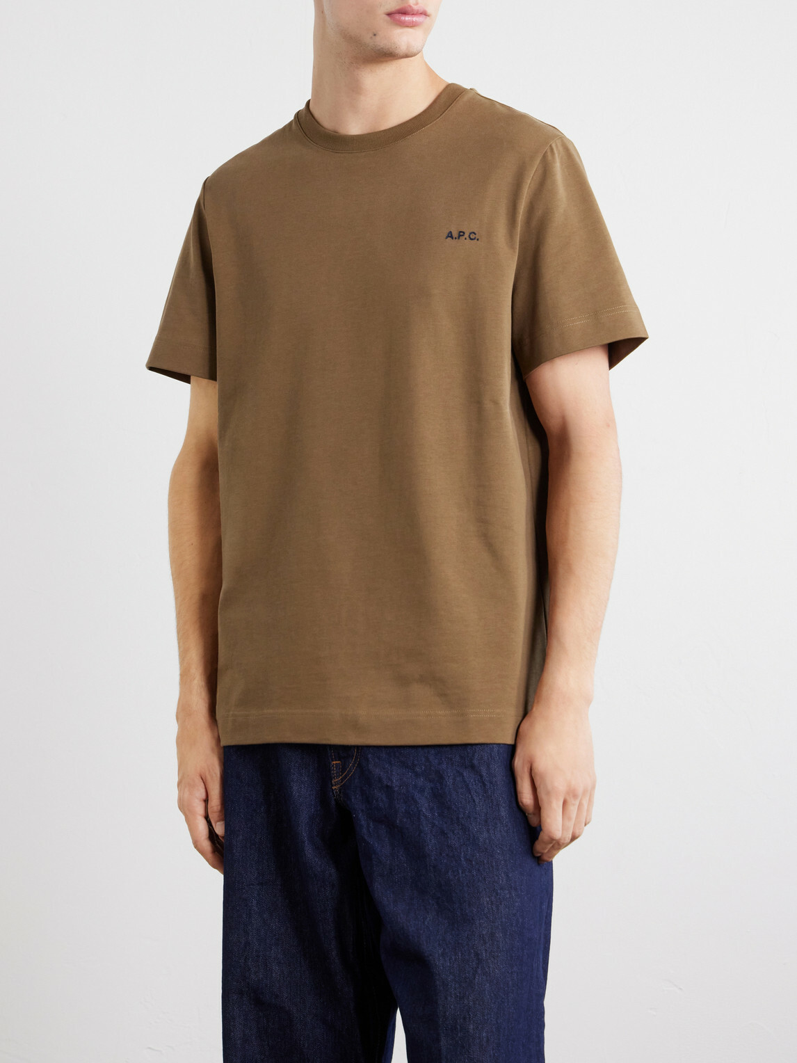 A.P.C. - Oliver Logo-Embroidered Cotton-Jersey T-Shirt - Brown