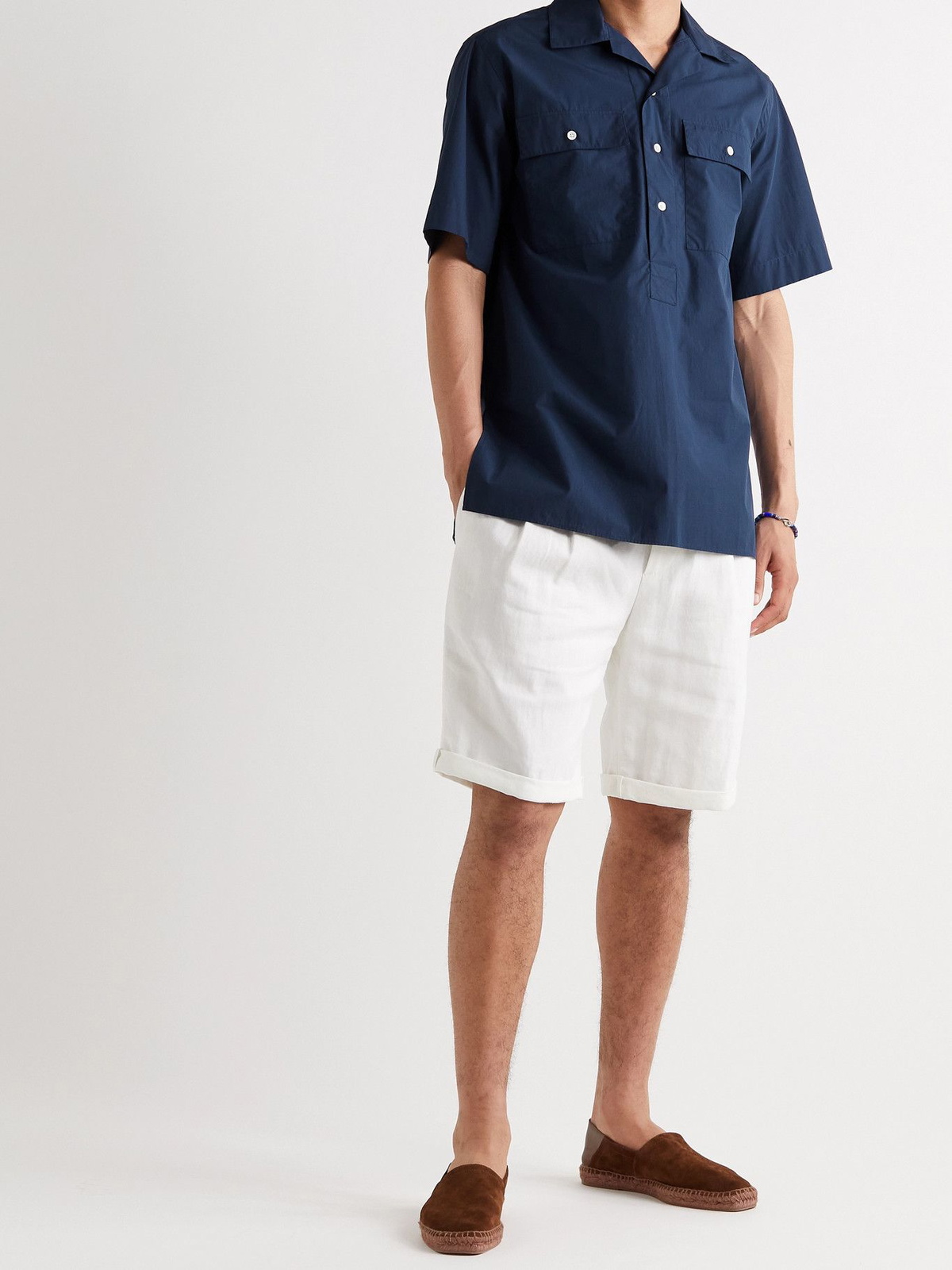 Odyssee - Galen Camp-Collar Cotton-Poplin Shirt - Blue