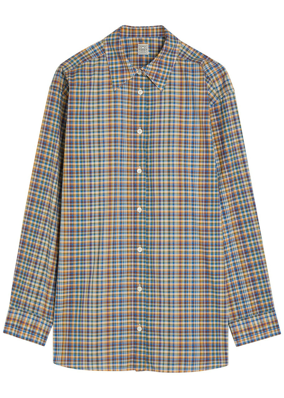 Toteme Checked Cotton-poplin Shirt Grey