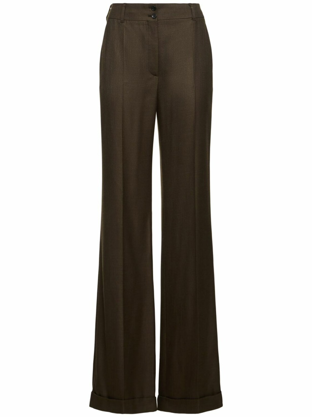 Photo: ALBERTA FERRETTI Flared Viscose Twill Pants