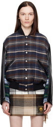 Marine Serre Multicolor Regenerated Tartan Scarves Bomber Jacket