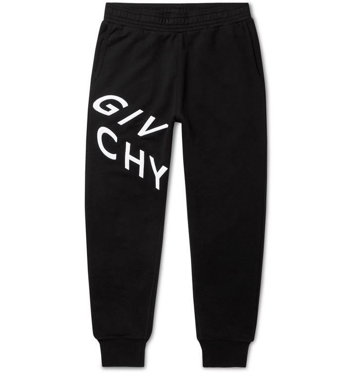 Photo: GIVENCHY - Tapered Logo-Embroidered Cotton-Jersey Sweatpants - Black