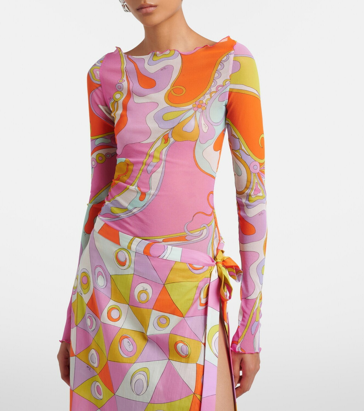 Pucci Orchidee sheer tulle top