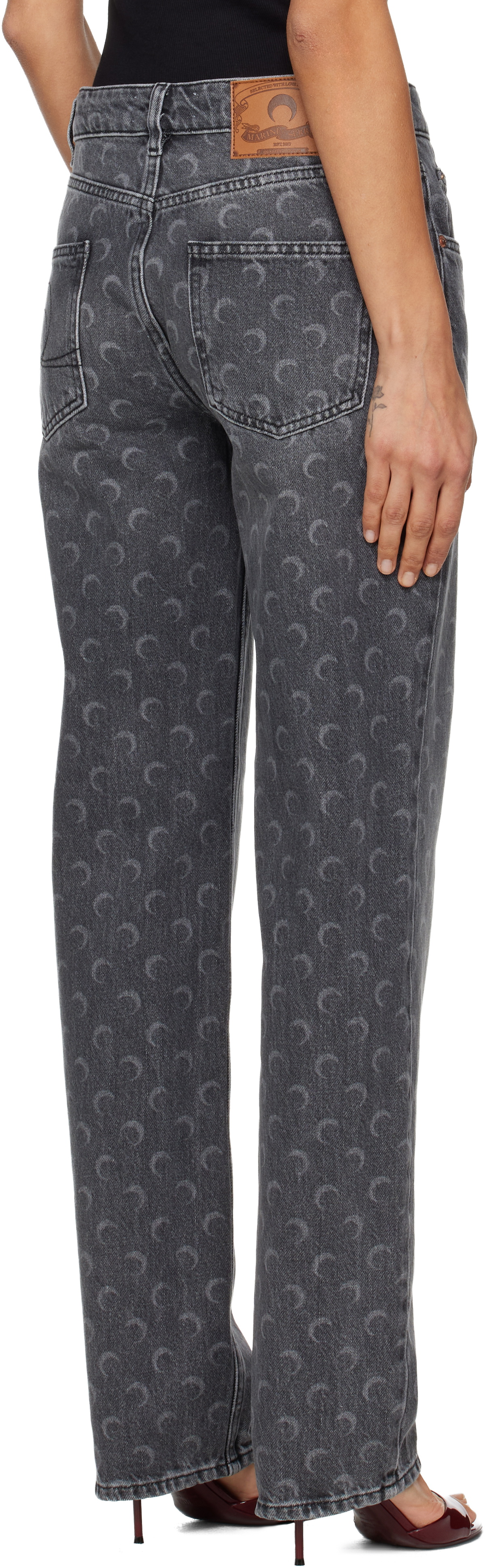 Marine Serre Gray Moon Laser Straight Jeans