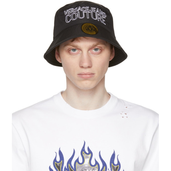 Photo: Versace Jeans Couture Black and White Logo Bucket Hat