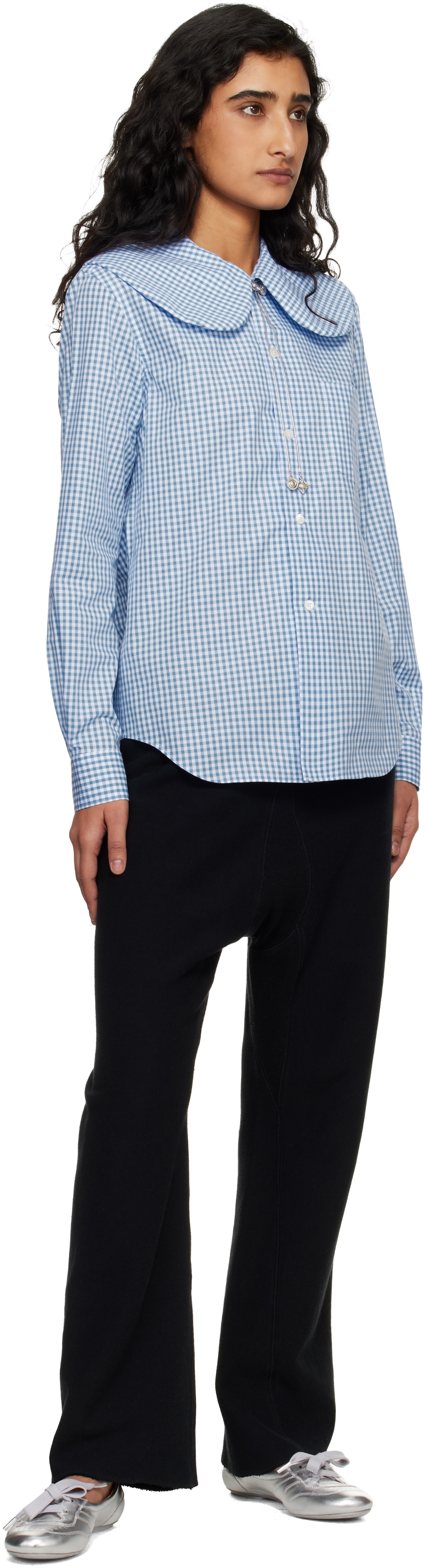 Comme des Garçons Girl Blue & White Cotton Poplin Gingham Check Shirt
