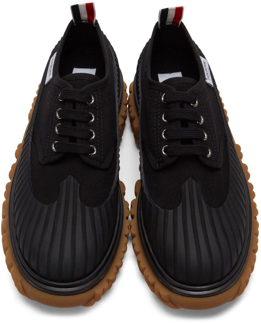 Black canvas shop boat shoes