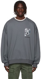 Juun.J Grey Graphic Logo Sweatshirt