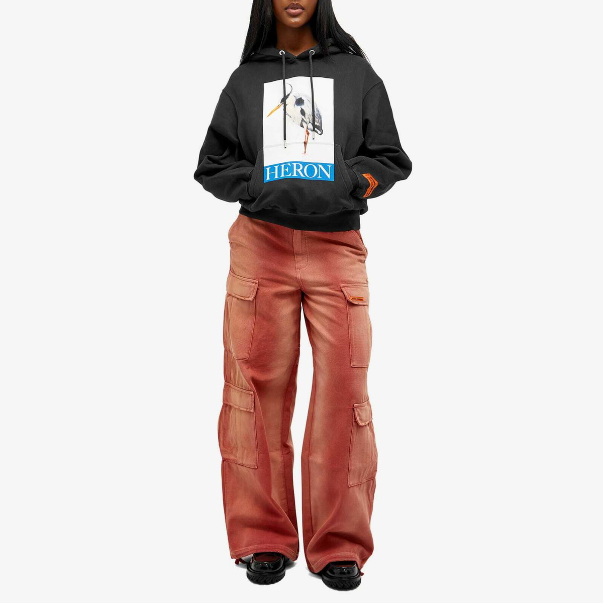 Heron Preston Women's Heron Bird Painted Hoodie in Black/Blue