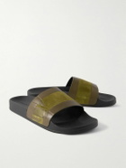 Frescobol Carioca - Humberto Striped Debossed Leather and Suede Slides - Green