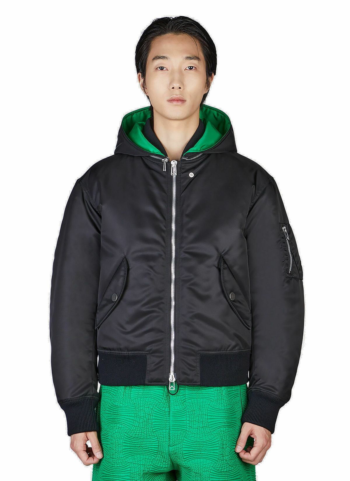 Convertible Bomber Jacket in Black Bottega Veneta