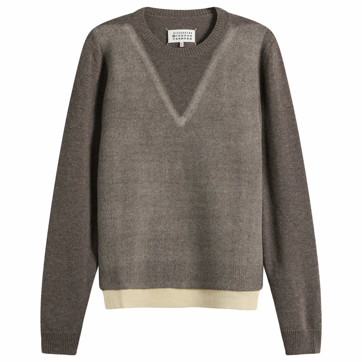 Maison Margiela Men's Fused Knit Sweater in Mud/Ecru
