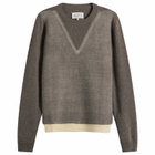Maison Margiela Men's Fused Knit Sweater in Mud/Ecru