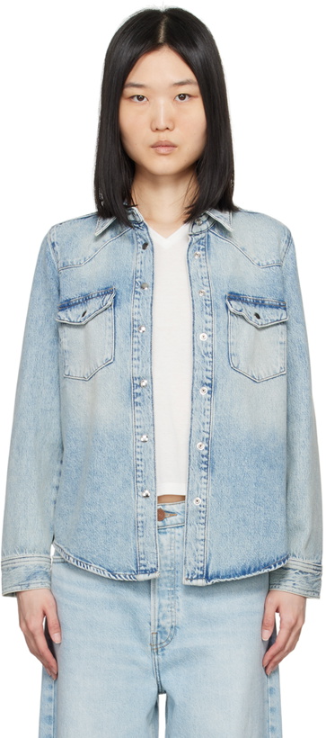 Photo: FRAME Blue Fitted Heritage Denim Shirt