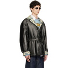Dries Van Noten Black Coated Belted Jacket