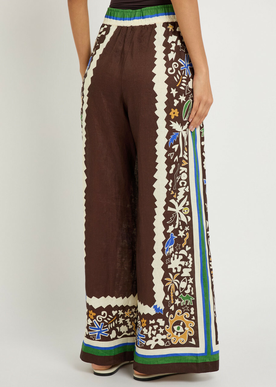 Alemais Maroc Printed Wide-leg Linen Trousers Multicoloured