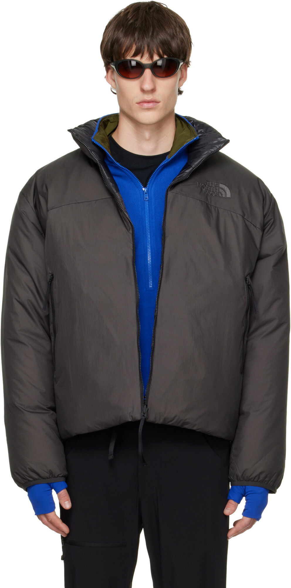 The North Face Gray Pertex Nuptse Reversible Down Jacket