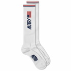 Autry Men's Flag Logo Socks in White/Flag