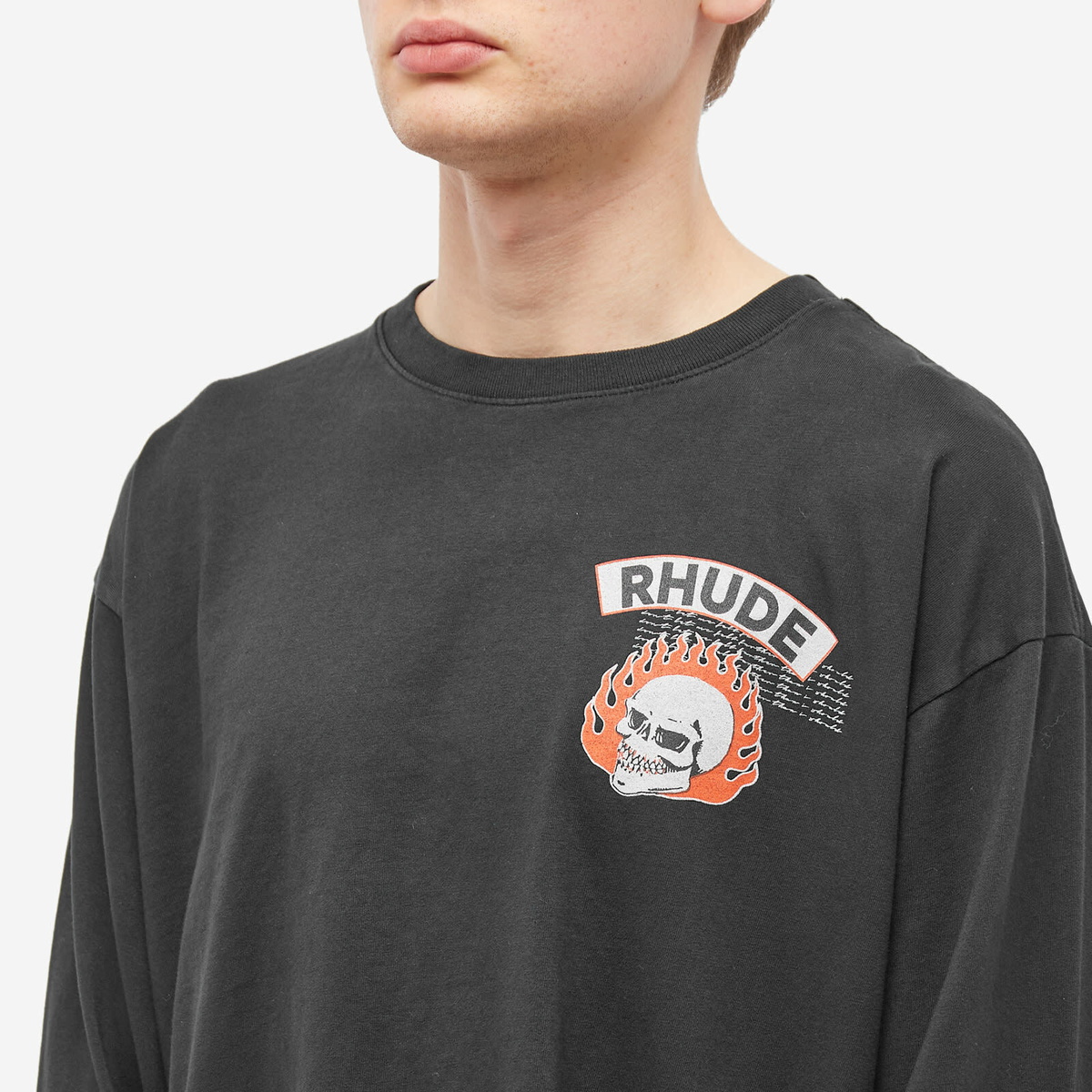 Rhude Men's Long Sleeve 92 Rally T-Shirt in Vintage Black Rhude