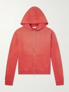 KAPITAL - Distressed Cotton-Jersey Zip-Up Hoodie - Red
