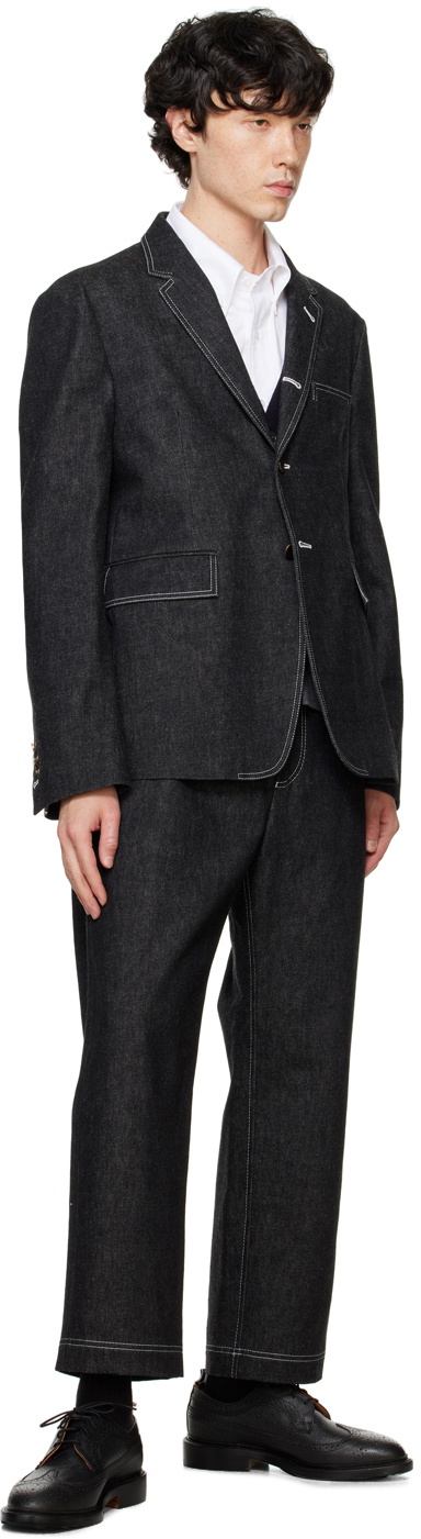 Thom Browne Black Washed Unconstructed Denim Trousers