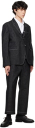 Thom Browne Black Washed Unconstructed Denim Trousers