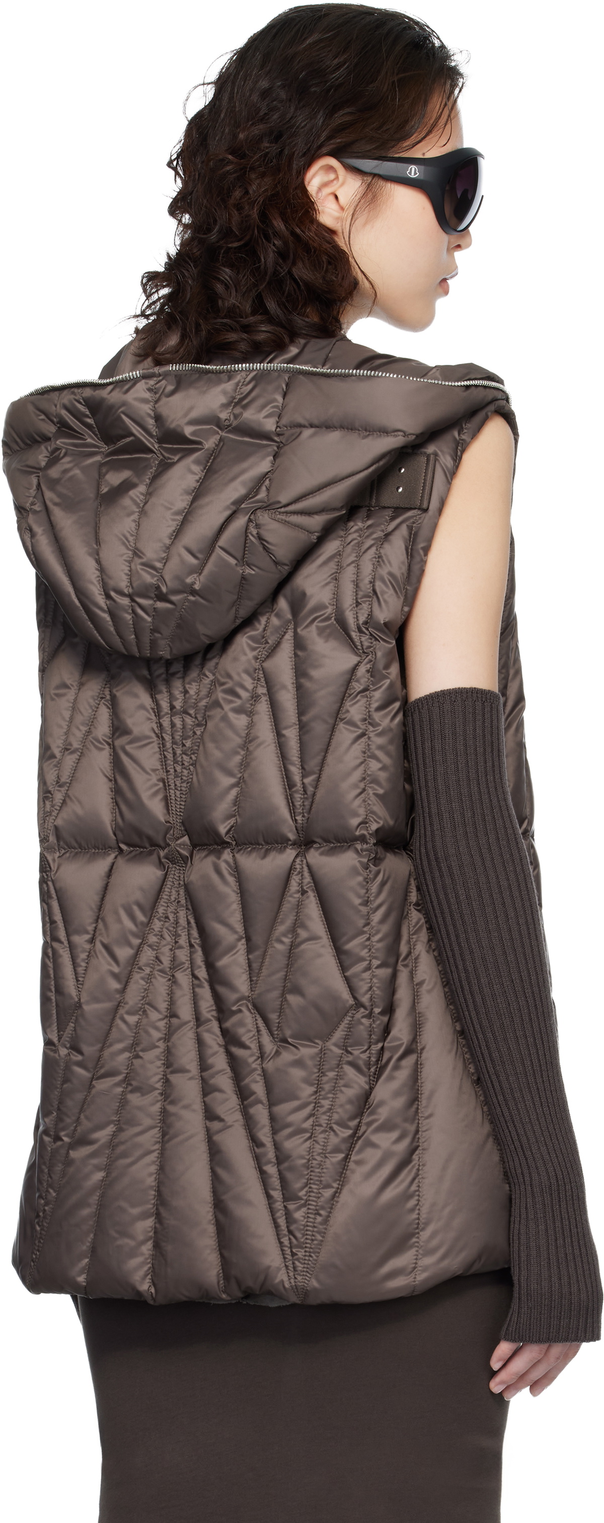 Rick Owens Moncler + Rick Owens Brown Geocamo Ziplock Down Vest