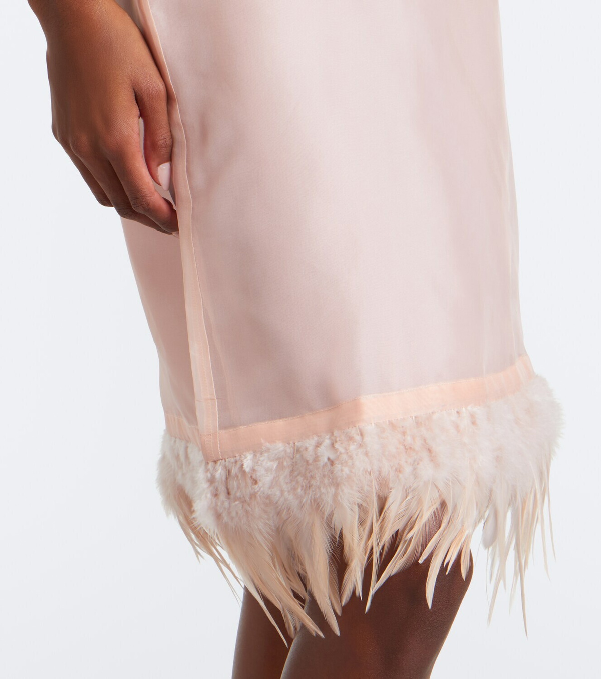 Staud Lark feather-trimmed silk miniskirt