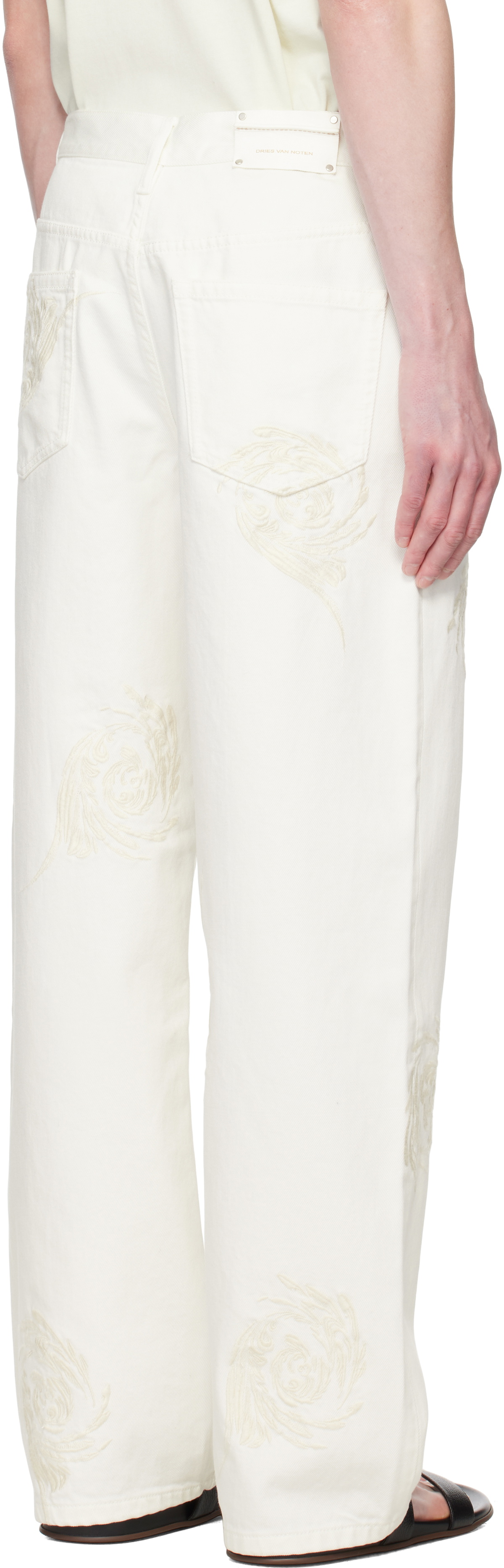 Dries Van Noten Off-White Embroidered Pattern Jeans Dries Van Noten Dries Van Noten Off-White Embroidered Pattern Jeans Dries Van Noten