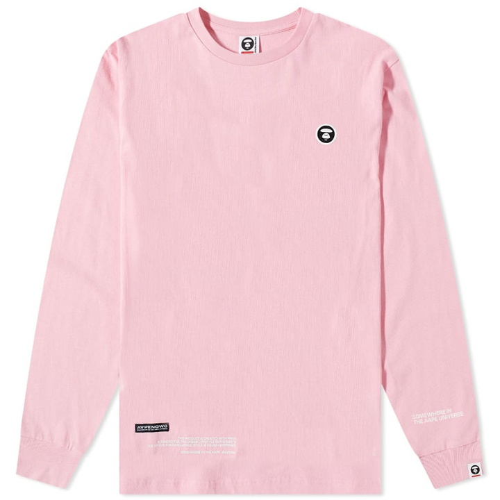 Photo: AAPE Men's Long Sleeve Now T-Shirt in Pink