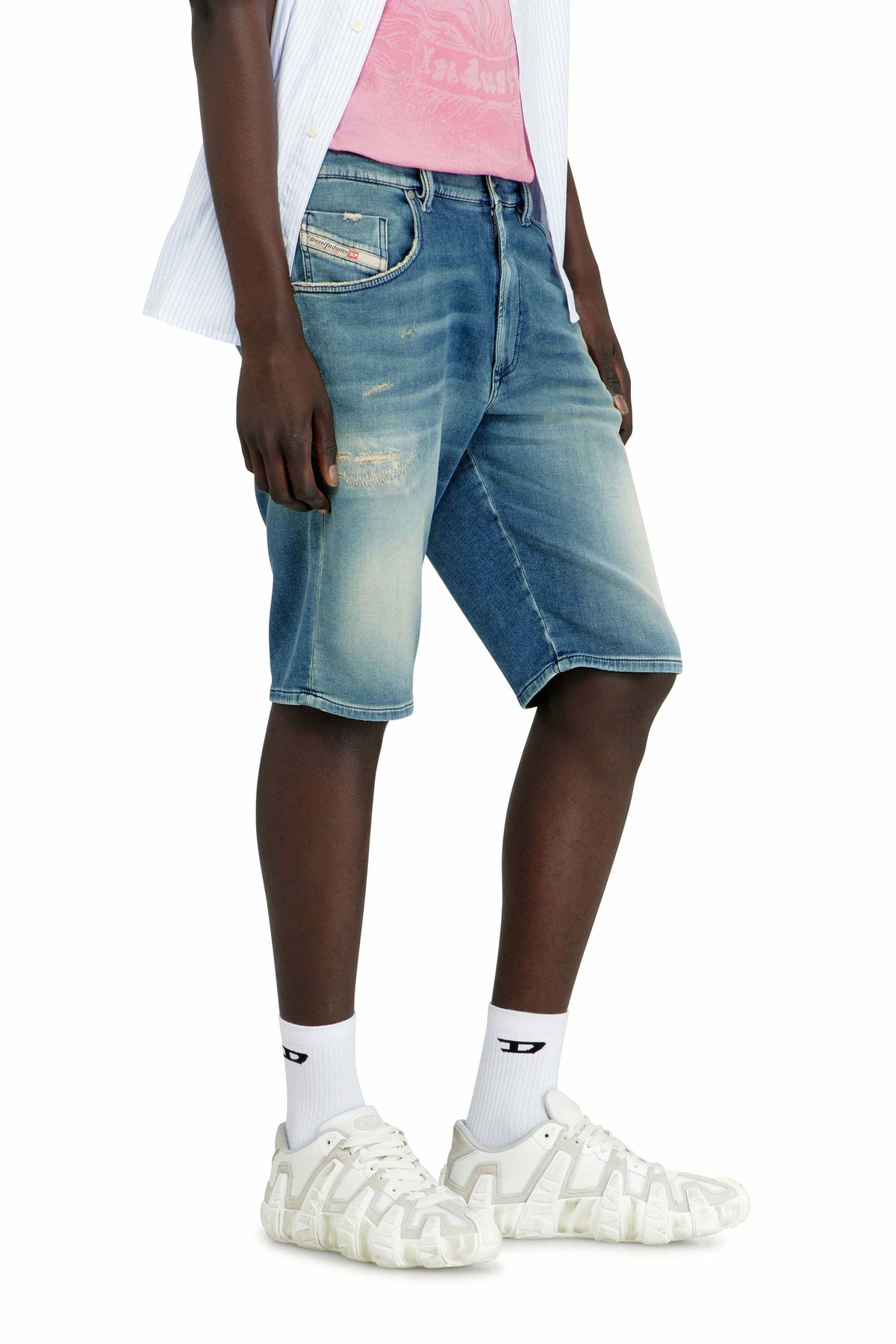 Diesel Chino shorts in Jogg Jeans with worn finish - Denim short pants Mens in Blue