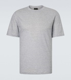 Brioni Striped linen and cotton T-shirt