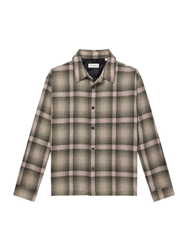 Photo: FRAME - Checked Wool-Blend Flannel Overshirt - Brown