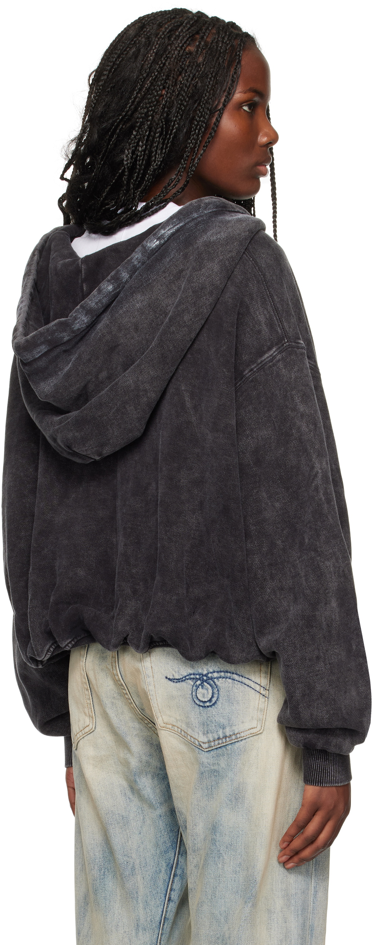 R13 Black Balloon Zip-Up Hoodie