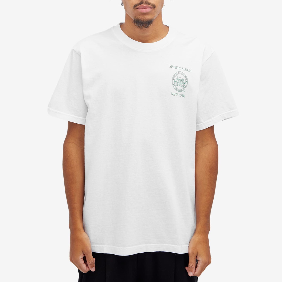 Sporty & Rich NY Resort T-Shirt in White/Verde
