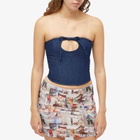 Sandy Liang Women's Isa Corset Top in Indigo