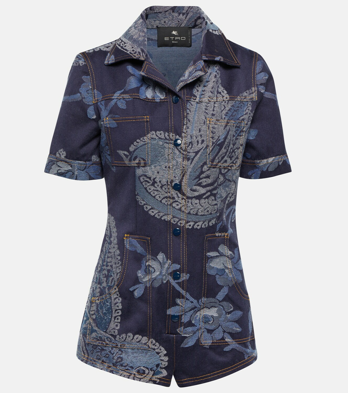 Etro Jacquard denim playsuit Etro