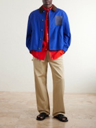 LOEWE - Suede-Trimmed Cotton Jacket - Blue