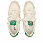 Palm Angels Men's University Vintage Sneakers in White/Green